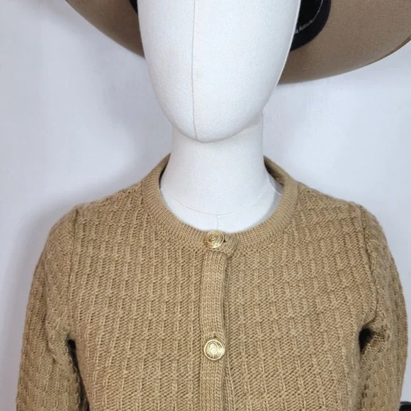 Mango Cottagecore Button-Up Knit Cardigan Size XS Preppy Chic Brown Wool Blend - Picture 2 of 7